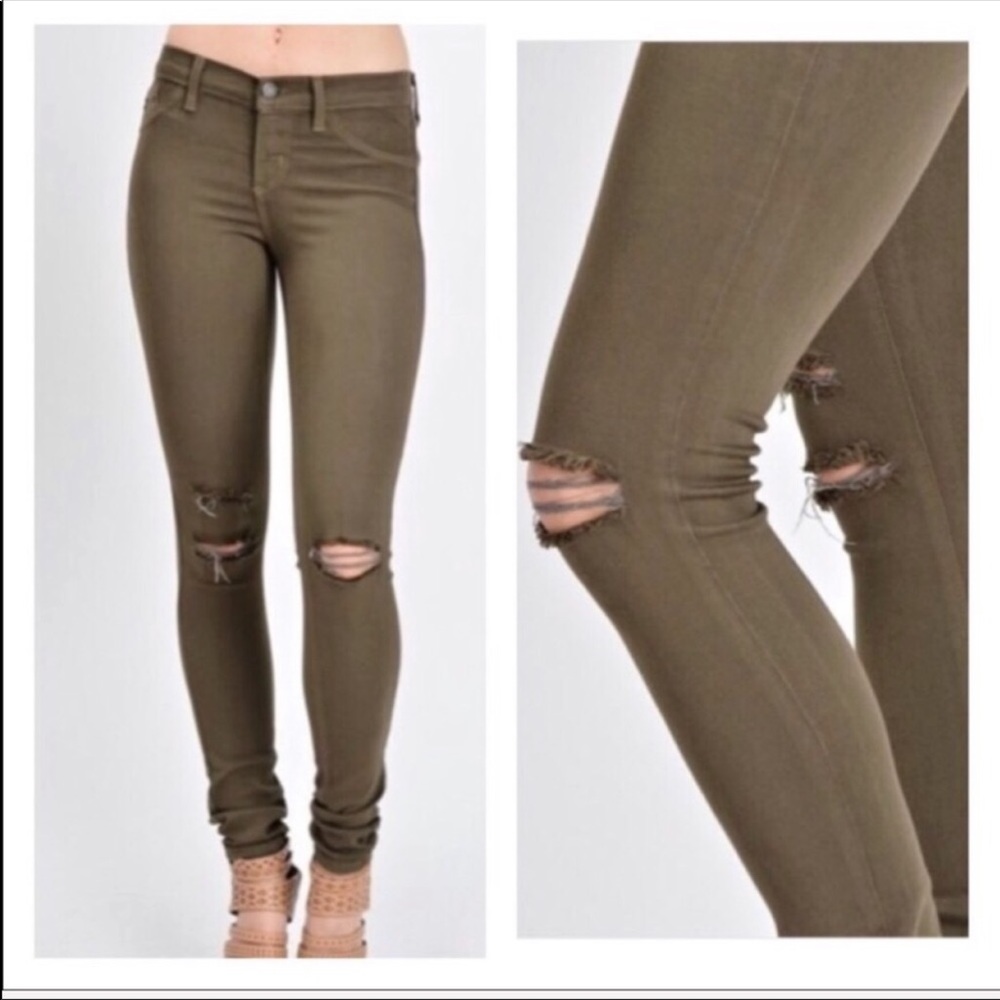 3 Pack Olive Distressed Skinny Ankle Jeans